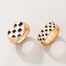 fashion black white checkered snakeshaped oil drop ring twopiece setpicture23