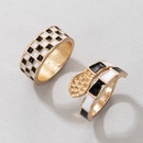 fashion black white checkered snakeshaped oil drop ring twopiece setpicture25