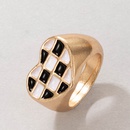 fashion black white checkered snakeshaped oil drop ring twopiece setpicture26