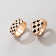 fashion black white checkered snakeshaped oil drop ring twopiece setpicture30