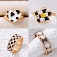 fashion black white checkered snakeshaped oil drop ring twopiece setpicture33