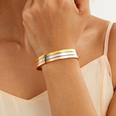 New Fashion Letter Edelstahl 18 Karat vergoldetes dreifarbiges Armband