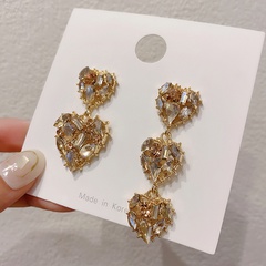 fashion heart-shaped full diamond pendant earrings