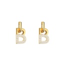 letter Bshaped pendant inlaid rhinestone ear buckle earringspicture13