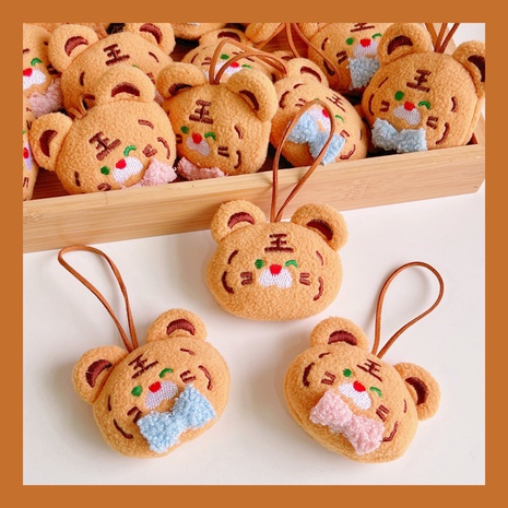 cute bows plush tiger pendant keychain's discount tags