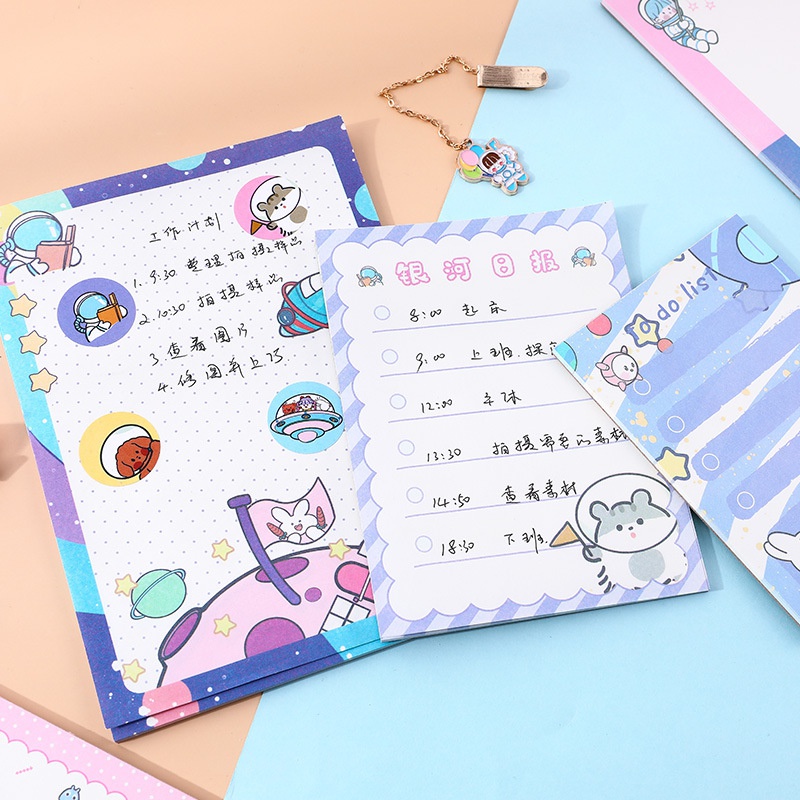 stationery galaxy set cute cartoon tearable note paper decoration material