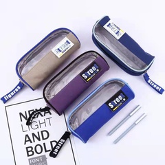 sac de papeterie multifonctionnel en toile de couleur contrastée simple pour hommes et femmes