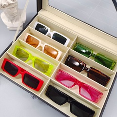 Fashion geometric square small frame fluorescent green sunglasses wholesale