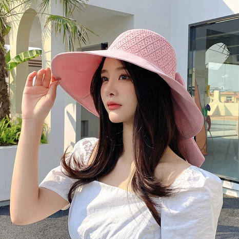 simple big-brimmed sun hat summer ladies fashion bow fisherman hat NHJIA666738's discount tags