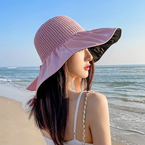 Summer new foldable big-brimmed black glue breathable sunscreen hat's discount tags