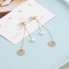 Elegant Long Set Zirconia Swan Pearl Tassel Earrings