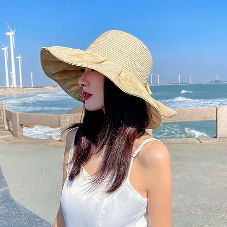 Sun hat female summer new bow fisherman hat UV protection sun hat's discount tags