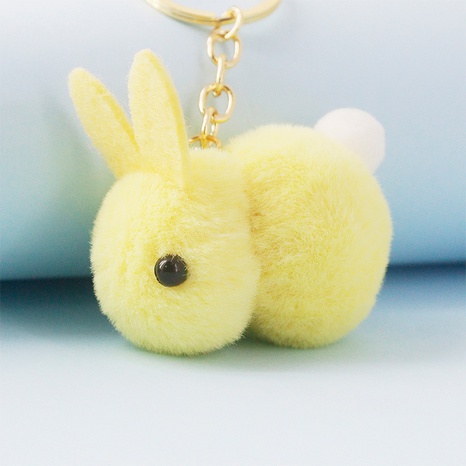 Solid color cute plush bunny doll keychain key luggage accessories's discount tags