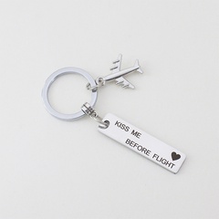 Stainless Steel Jewelry Couples Tag Lettering English Alphabet Keychain
