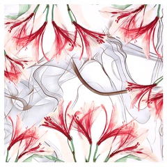 90cm*90cm new lily branch flower lady simulation silk large square scarf