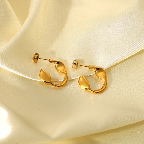 New Fashion Simple 18K Gold Plated Stainless Steel Mobius Hoop Earrings Stud's discount tags