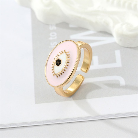 jewelry new pink drip oil opening retro devil's eye alloy ring female NHGO666942's discount tags