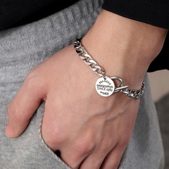 fashion jewelry thick round card pendant letters hip-hop alloy bracelet