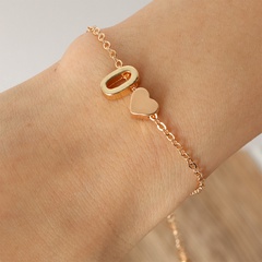 simple geometric plain heart letter O metal bracelet wholesale