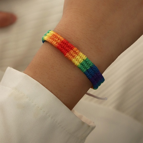 Fashion Contrast Color Rainbow Braided Bracelet Wholesale's discount tags