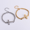 fashion titanium steel bracelet simple inlaid diamond cross bracelet NHON666984picture7
