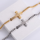 fashion titanium steel bracelet simple inlaid diamond cross bracelet NHON666984picture10