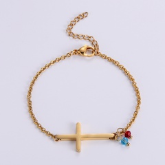 Bracelet croix simple en or 18 carats plaqué titane et acier à la mode