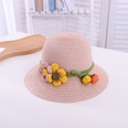 fashion contrast color flower decoration summer baby sun hat travel beach sun straw hatpicture14