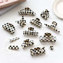simple black white checkerboard grab retro acetate hairpin shark clip