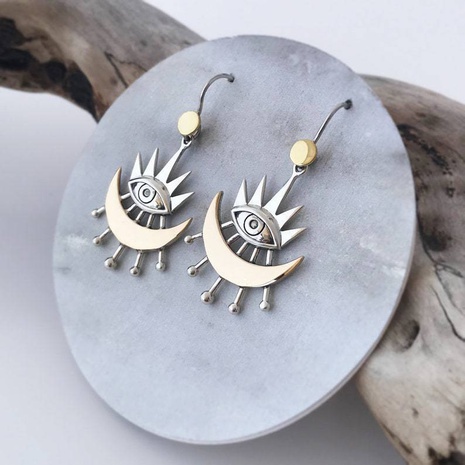 new sun moon fashion women's devil's eye alloy earrings wholesale NHQIY667082's discount tags