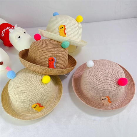 Children's straw hat summer cartoon sunscreen knitted cool hat NHCOY667119's discount tags