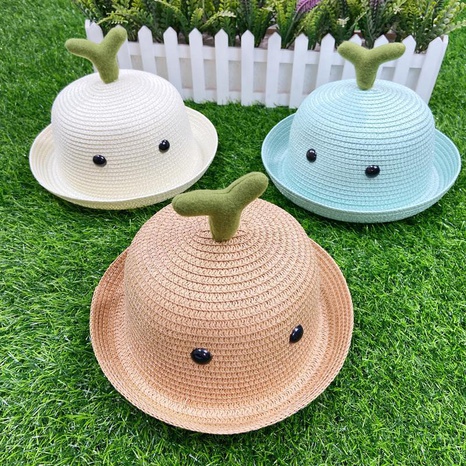 fashion solid color summer children straw hat sapling hat wholesale NHCOY667122's discount tags