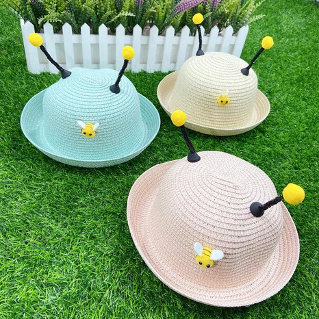 Children's straw hat boy sun hat baby bee super cute sunscreen hat NHCOY667124's discount tags