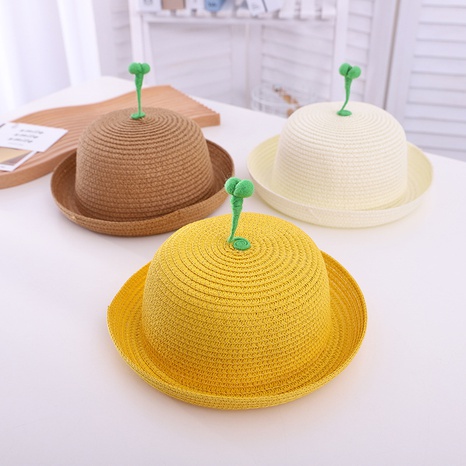 fashion grass contrast color baby straw hat children's sunshade hat wholesale NHCOY667127's discount tags
