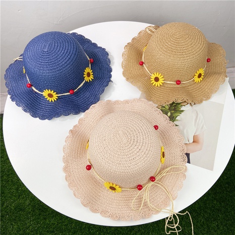 fashion Children's straw flower sunscreen fisherman hat wholesale NHCOY667132's discount tags