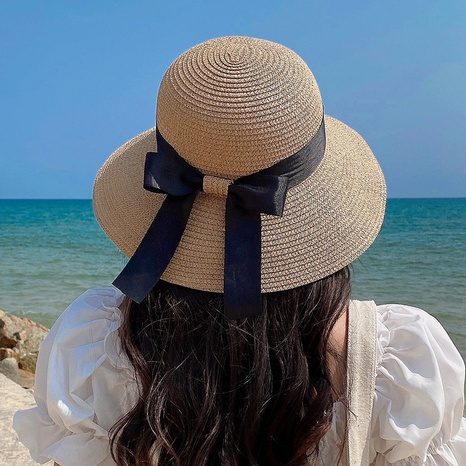 Bow knot fisherman hat holiday seaside beach hat big brim straw hat NHCOY667163's discount tags