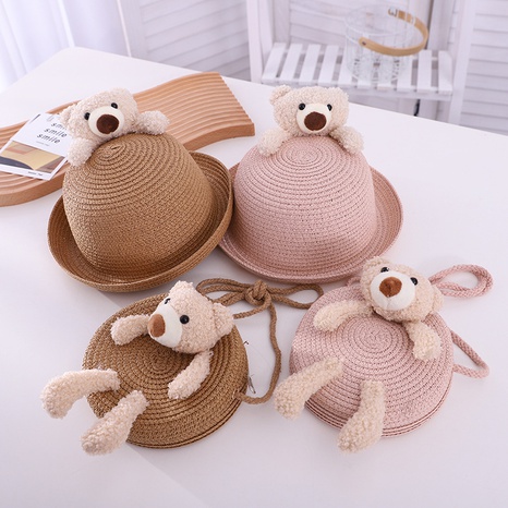 children's cute little bear straw hat baby sun hat wholesale NHCOY667173's discount tags