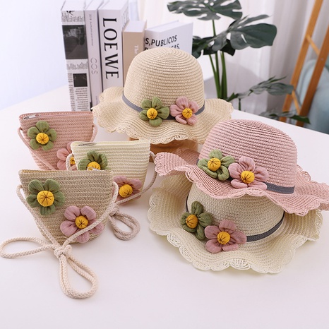 fashion flower decoration summer shade fisherman straw hat bag suit children princess hat NHCOY667176's discount tags