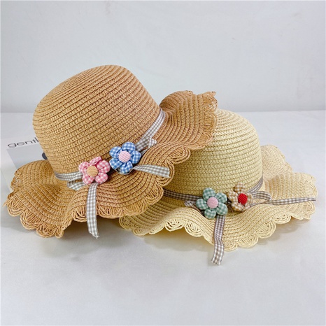 fashion flower decoration Children's sun protection straw sun hats wholesale NHCOY667202's discount tags