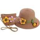 fashion contrast color flower decoration summer baby sun hat travel beach sun straw hatpicture11