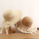 simple straw hat lace bows hat female sunshade French ladies top hatpicture9