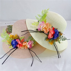 Korean pastoral flower straw hat female summer sunscreen sunshade fisherman hat