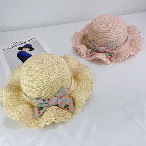 Bow knot fisherman hat children beach hat children straw hat wholesale NHCOY667234's discount tags