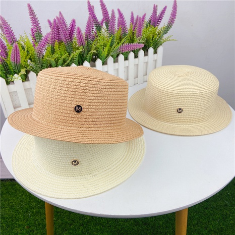 simple wide-brimmed short-brimmed straw hat straw hat summer sunshade hat  NHCOY667246's discount tags