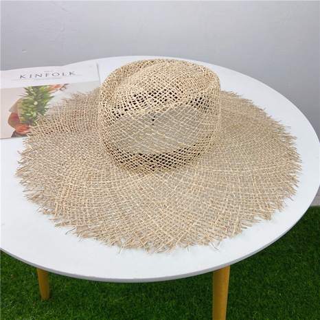 retro style rough seagrass straw hat hollow breathable sun hat  NHCOY667257's discount tags