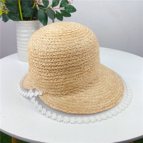 simple lace edge raffia big brimmed hat split straw hat seaside sunscreen hat NHCOY667272's discount tags