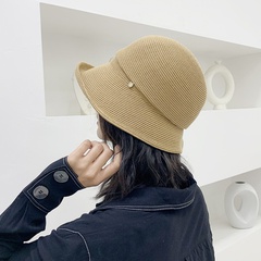 simple folded front long back short straw hat elegant sunshade basin hat
