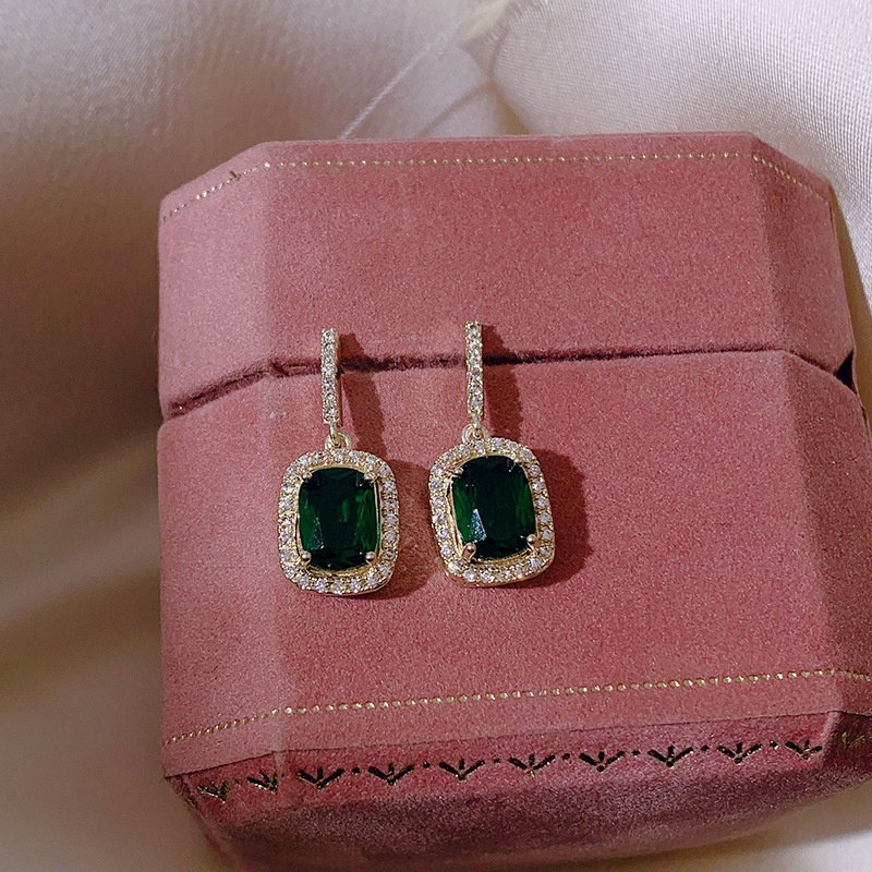 Korean simple retro alloy diamond geometric pendent earrings