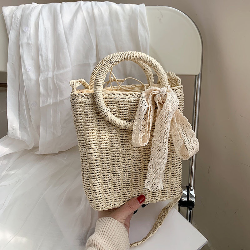 Straw woven fashion spring and summer new shoulder messenger bags20198cm