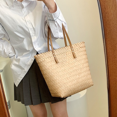 female new spring fashion large capacity woven tote bag39*30*13cm's discount tags